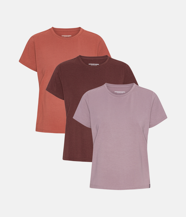 3-pack bambu t-shirt lila duva/dekadent choklad/terrakotta