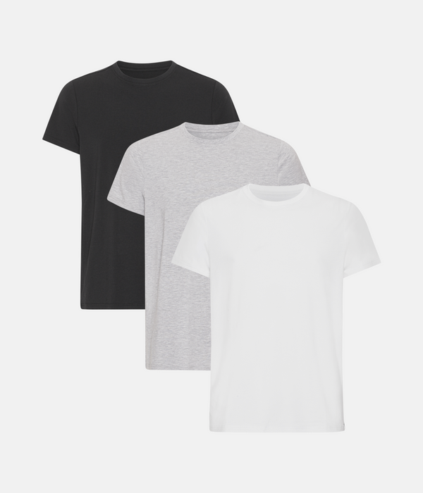 3-pack bambu t-shirt svart/vit/ljusgrå