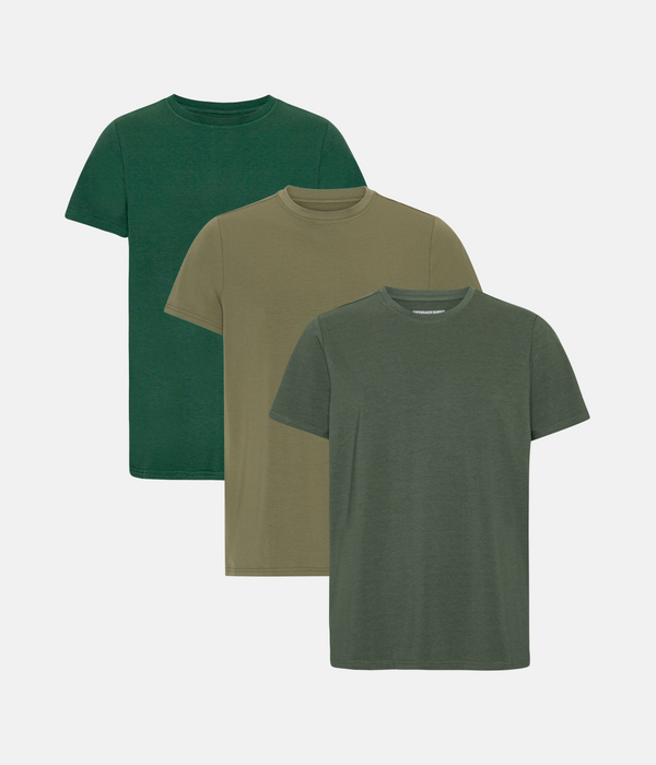 3-pack bambu t-shirt grön/oliv/skogsmörk