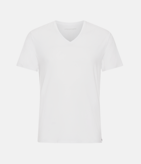 2 vita v-ringade bambu T-shirts med smal passform