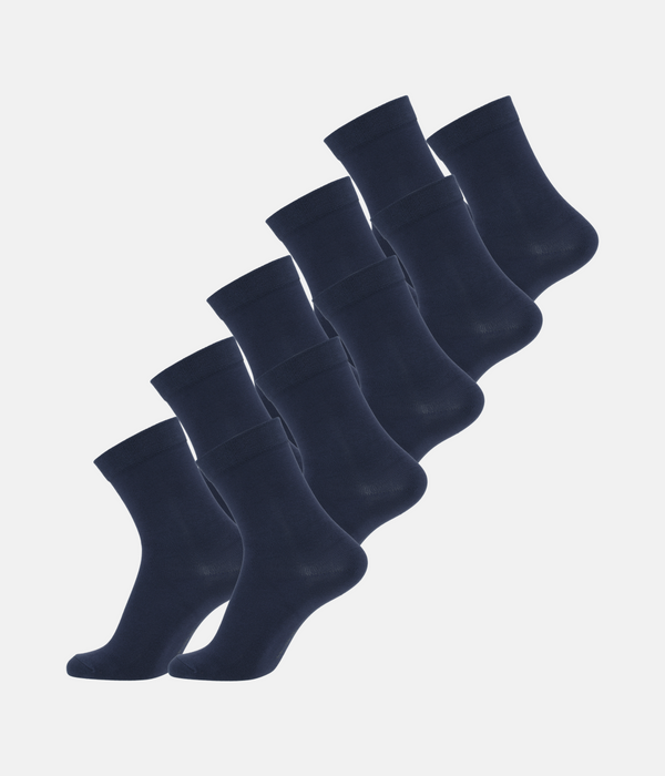10 par marinblå bambusockor