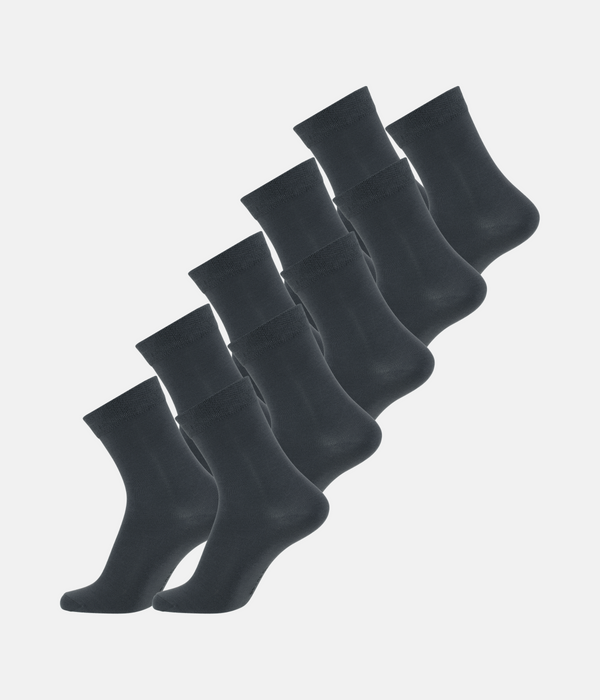10 par mörkgrå bambusockor