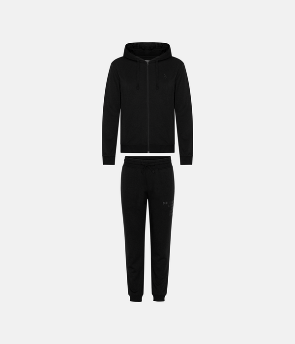Svart joggingset med bambuhuva och dragkedja