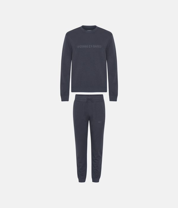 Mörkgrå bambu joggingdräkt med logotyp