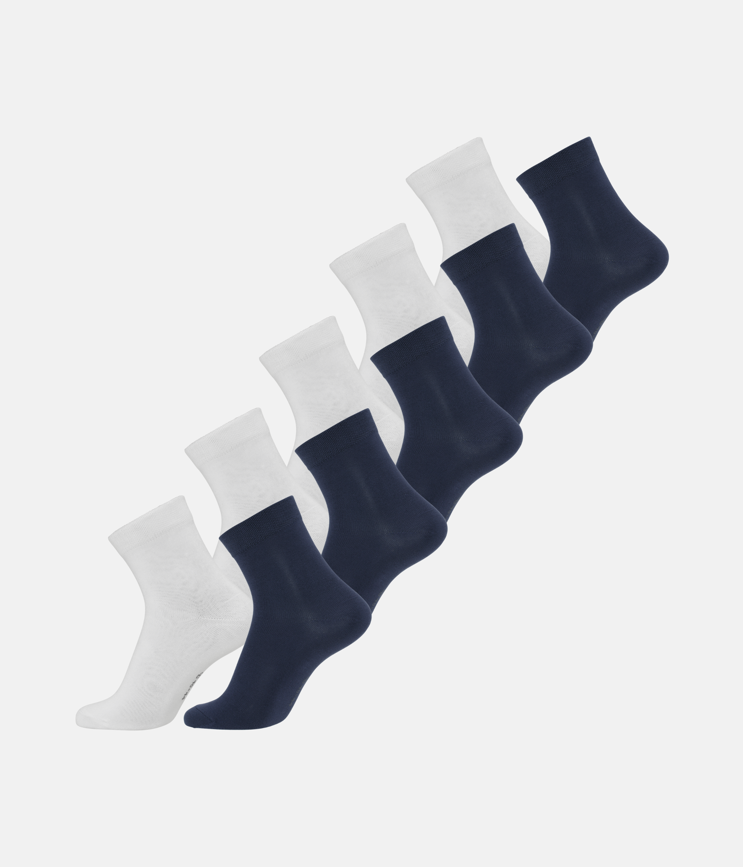 10 Par Bambus Strømper Low Cut - Hvid/Navy