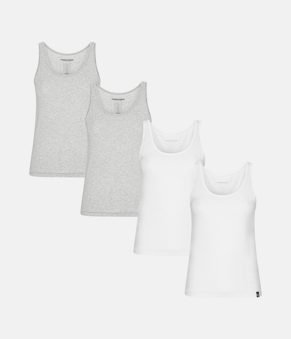 4-pack bambutoppar vit/grå