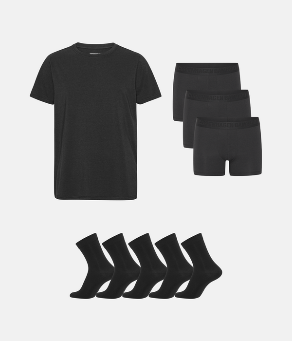Bambupaket - T-shirt & Trosor & Strumpor - Svart