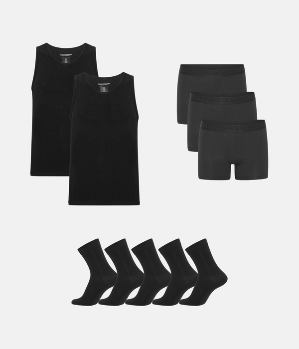 Bambupaket - Linne & Trosor & Strumpor - Svart