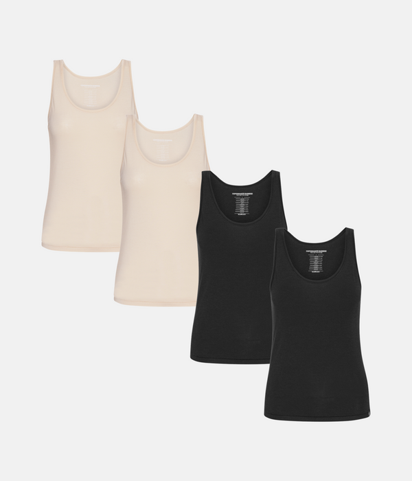 4-pack bambutoppar svarta/krämfärgade