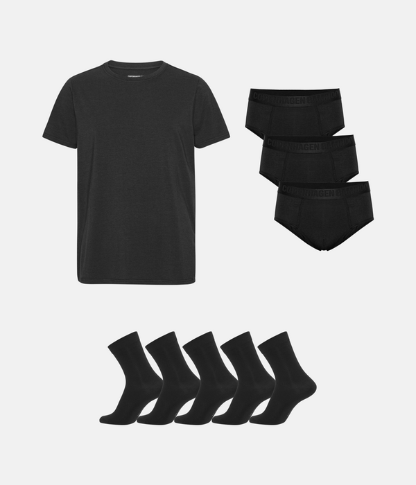 Bambupaket - T-shirt & Herrkalsonger & Strumpor - Svart