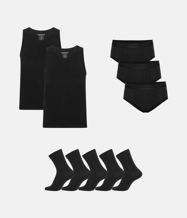 Bambupaket - Linne & Herrkalsonger & Strumpor - Svart