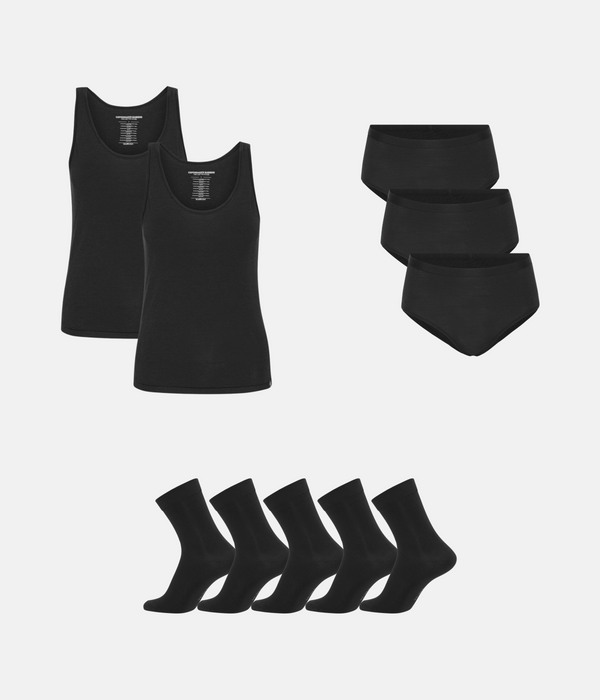Bambupaket - Topp & Maxitrosor & Strumpbyxor - Svart