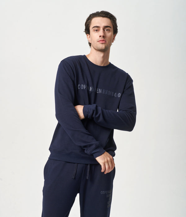 Navy bambu sweatshirt med logga