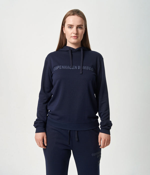 Navy bambus hoodie med logo Copenhagen Bamboo