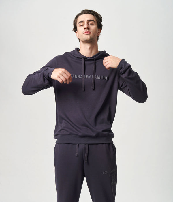 Mörkgrå bambu hoodie med logga