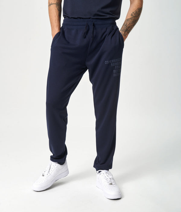 Navy bambu sweatpants med logga