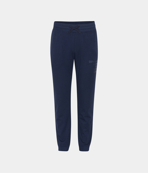 Blå bambus sweatpants med logo fra Copenhagen Bamboo