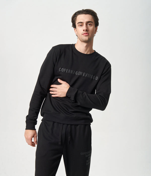 Svart bambu sweatshirt med logga