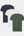 3-pack bambu t-shirt vit/natthimmel/skogsnatt