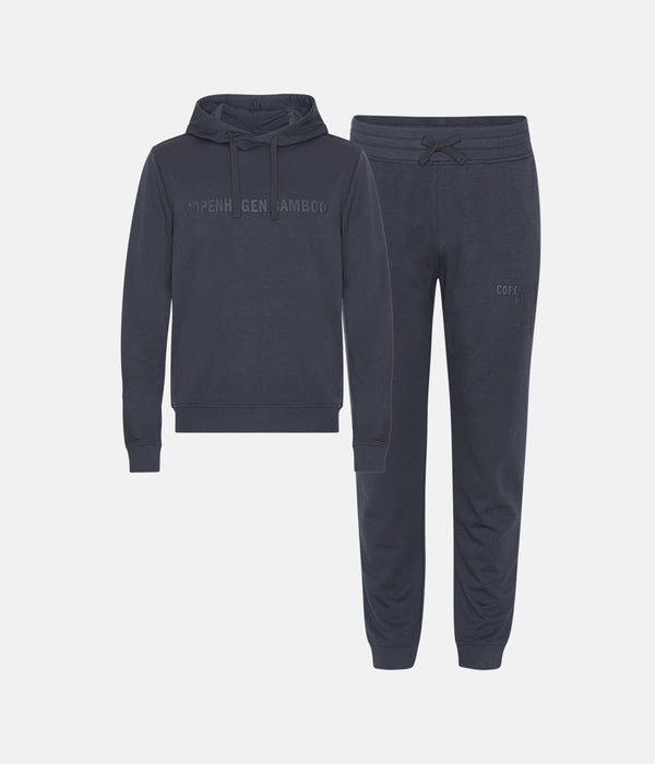 Mörkgrå bambuhuvtröja med logotyp