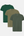 3-pack bambu t-shirt grön/oliv/skogsmörk