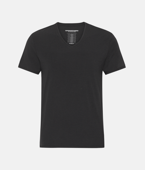 Svart slim fit v-ringad bambu t-shirt - 2-pack