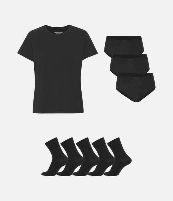 Bambupaket - T-shirt &amp; Maxitrosor &amp; Strumpor - Svart
