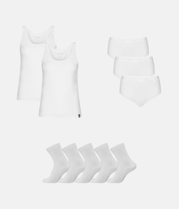 Bambupaket - Topp &amp; Maxitrosor &amp; Strumpbyxor - Vit