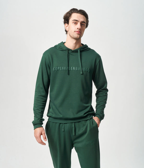 Grön bambu hoodie med logga