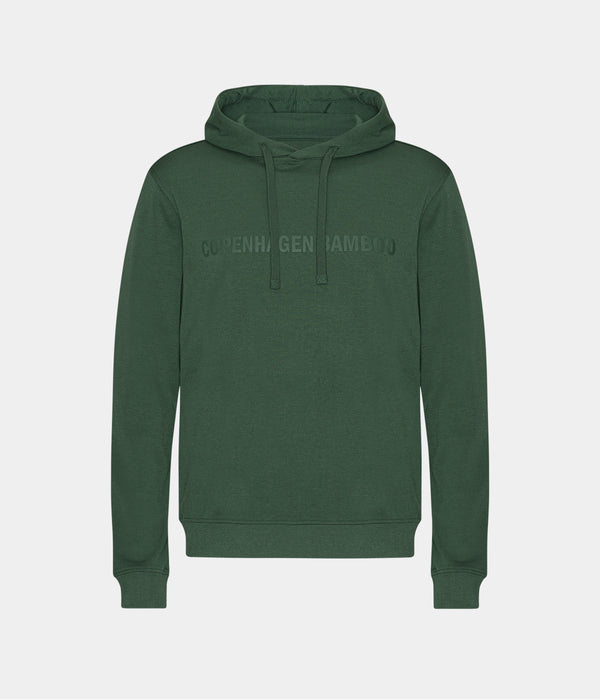 Grönt joggingset med bambuhuva och logotyp