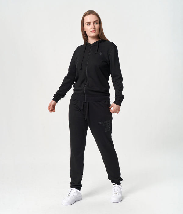 Svart joggingset med bambuhuva och dragkedja