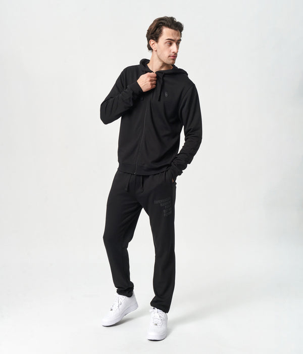 Svart joggingset med bambuhuva och dragkedja
