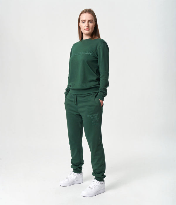 Grönt joggingset i bambu med logotyp