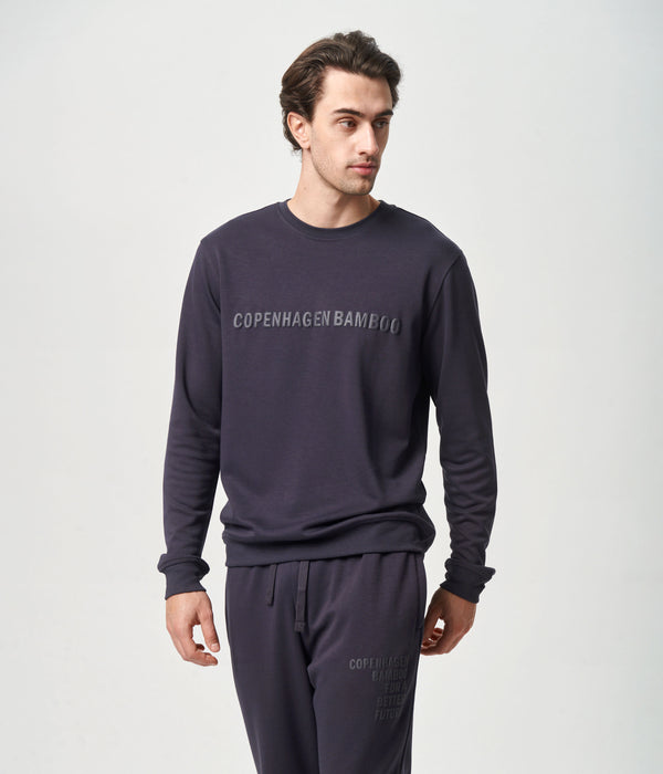 Mörkgrå bambu sweatshirt med logga