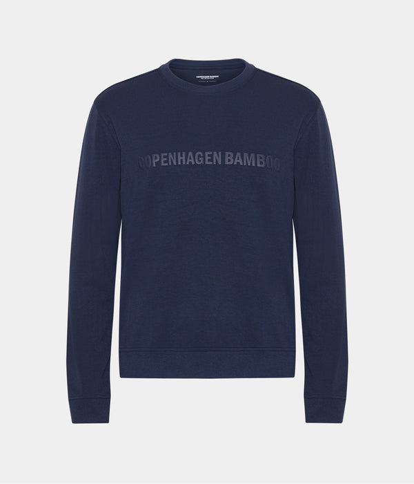 Marinblått joggingset i bambu med logotyp