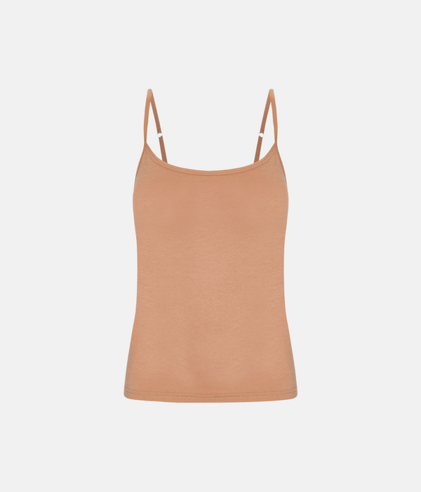Tan bambulinne med smala axelband - 2-pack