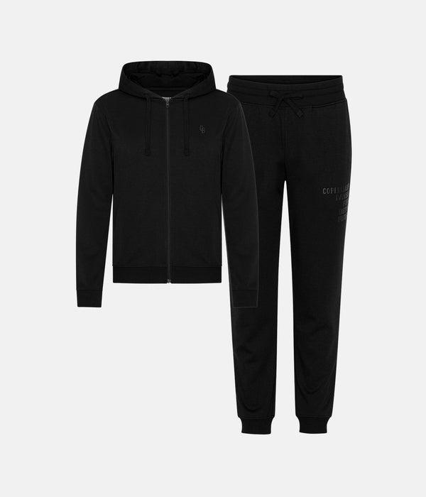 Svart joggingset med bambuhuva och dragkedja