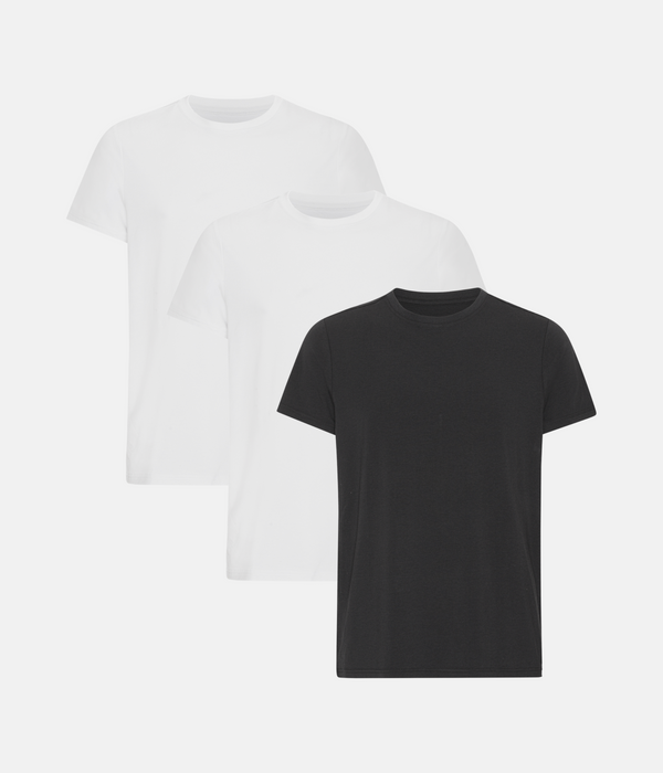 3-pack bambu t-shirt vit/vit/svart