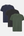 3-pack bambu t-shirt svart/natthimmel/skogsnatt