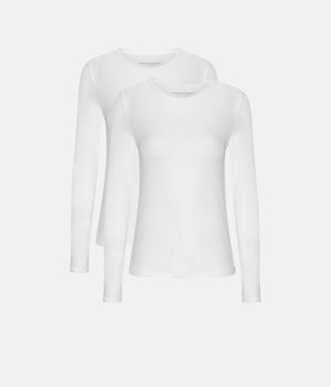 2 pak hvid langærmet bambus T-shirt